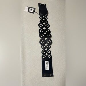 Sassy Jones - Bese Leather Cut Belt - Black Size S/M NWT